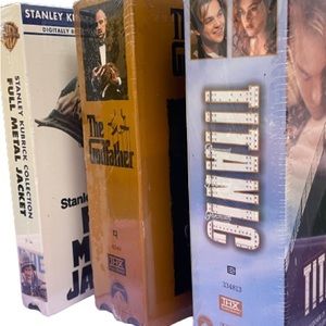 Titanic, The Godfather & Full Metal Jacket VHS Cassette Tapes.